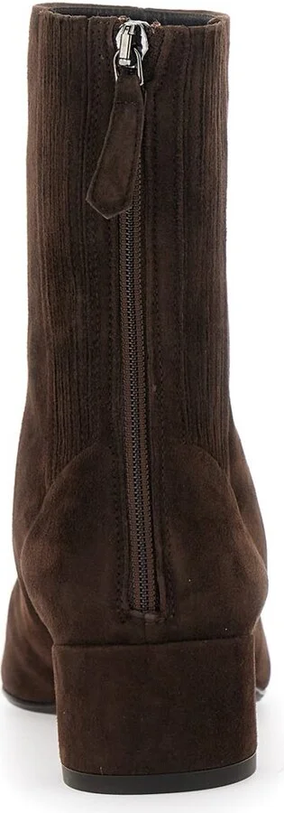 'Saint Honore' Brown Ankle Boots With Low Block Heel And Rear Zip Closure In Suede Woman - Image 4