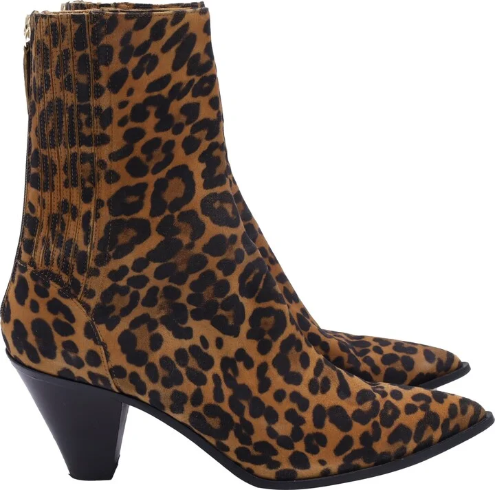 Saint Honore Printed Ankle Boots in Brown Suede