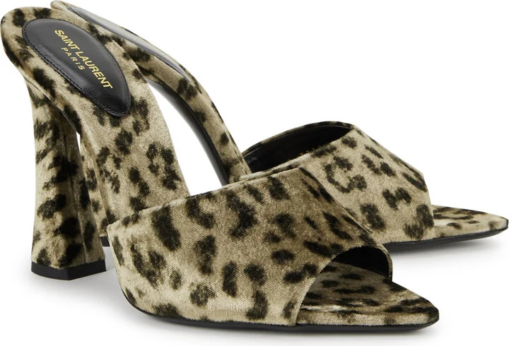 Saint Laurent 105 Leopard-print Velvet Mules - Image 2