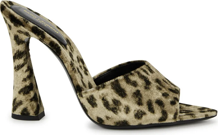 Saint Laurent 105 Leopard-print Velvet Mules