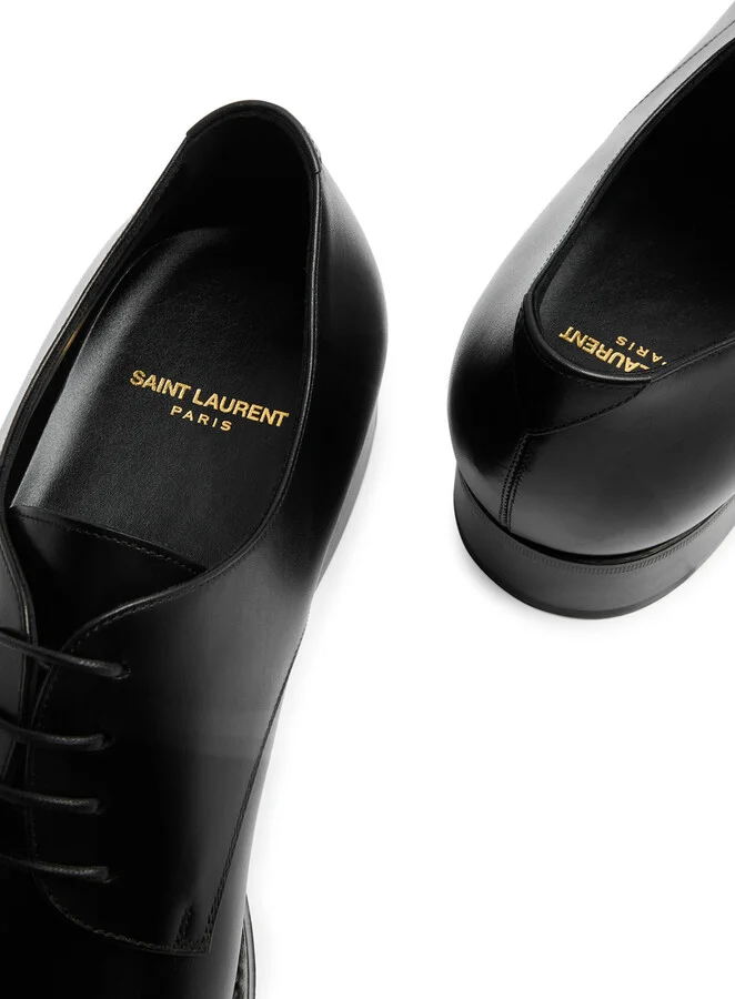 Saint Laurent Adrien Leather Derby Shoes - Image 4