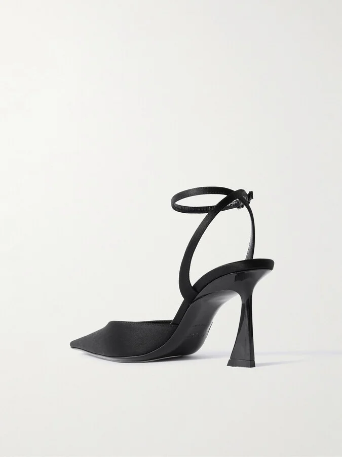 SAINT LAURENT - Aimee Leather-trimmed Satin Pumps - Black - Image 3