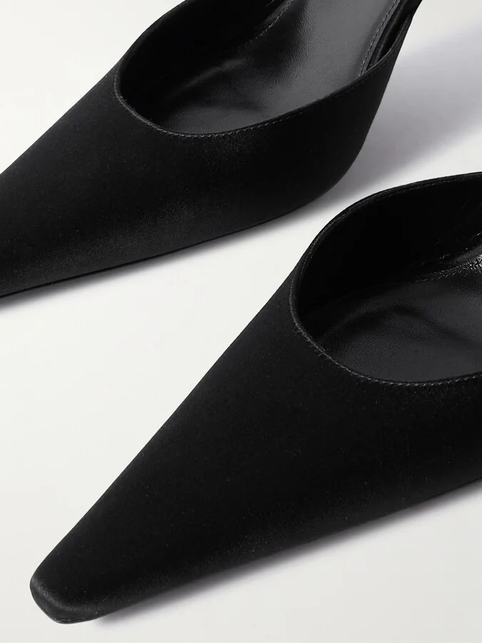 SAINT LAURENT - Aimee Leather-trimmed Satin Pumps - Black - Image 4