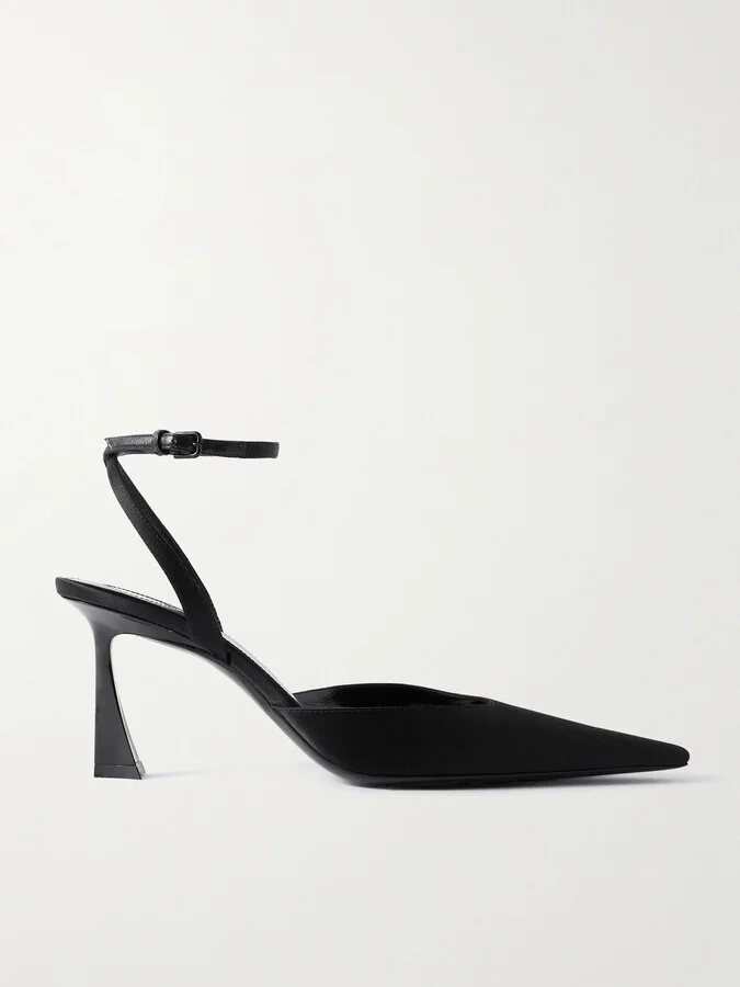 SAINT LAURENT - Aimee Leather-trimmed Satin Pumps - Black