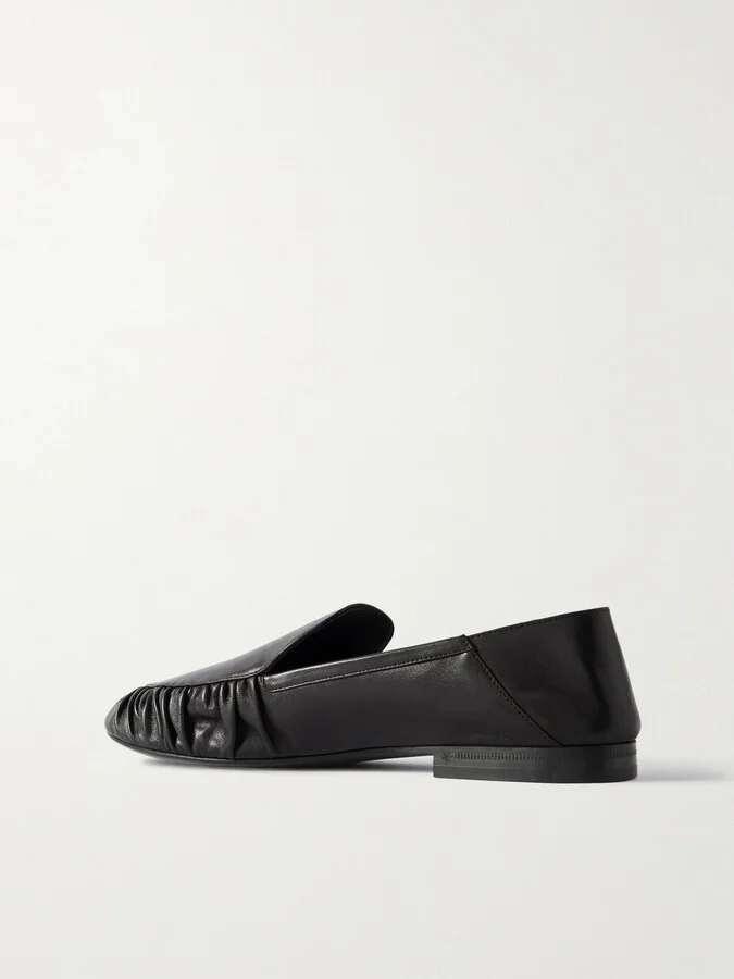 SAINT LAURENT - Alain Collapsible-heel Gathered Leather Loafers - Brown - Image 3