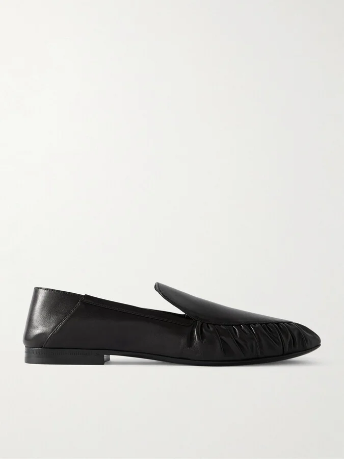 SAINT LAURENT - Alain Collapsible-heel Gathered Leather Loafers - Brown
