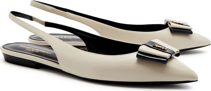 Saint Laurent Anais Leather Slingback Flats - Image 2