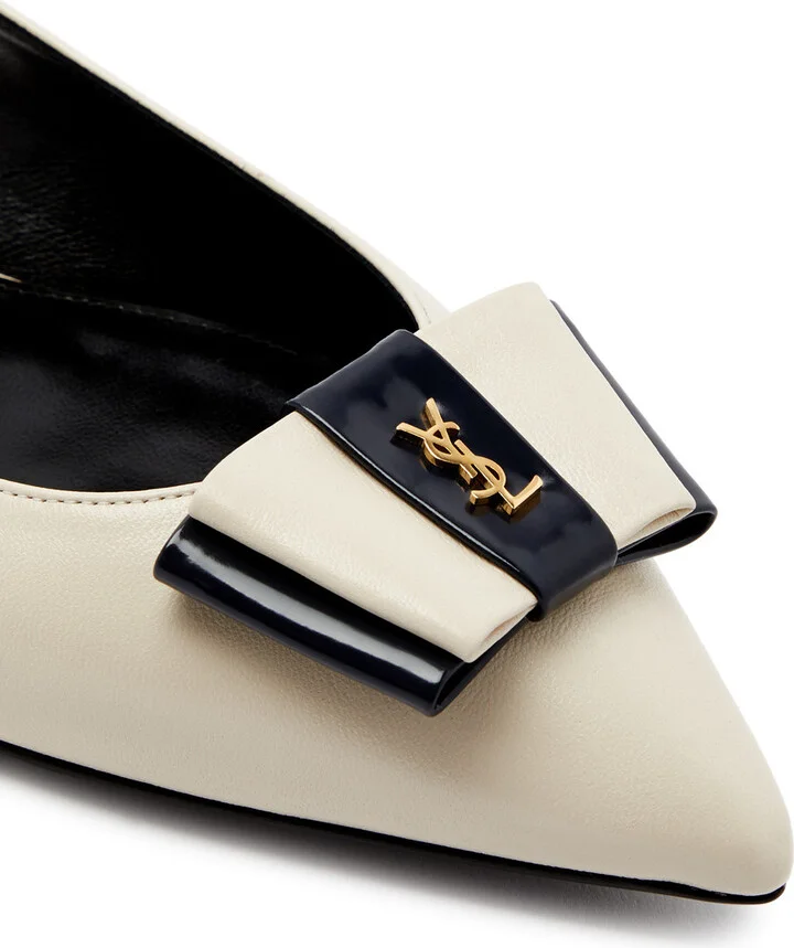 Saint Laurent Anais Leather Slingback Flats - Image 4