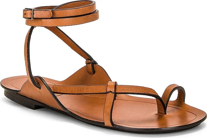 Saint Laurent Ankle Strap Flat Sandal in Brown - Image 2