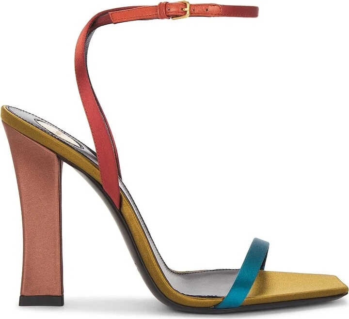 Saint Laurent Ankle Strap Sandal in Rust,Blue