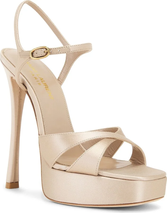 Saint Laurent Arancha Sandal in Metallic Neutral - Image 2