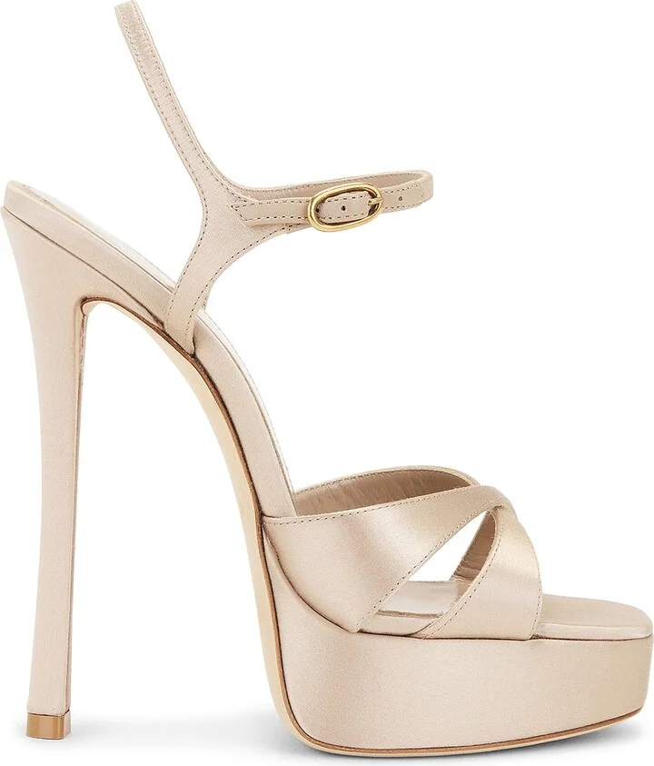 Saint Laurent Arancha Sandal in Metallic Neutral