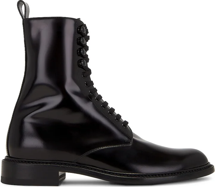 Saint Laurent Army 20 Lace Up Boot Cuir Anton in Black