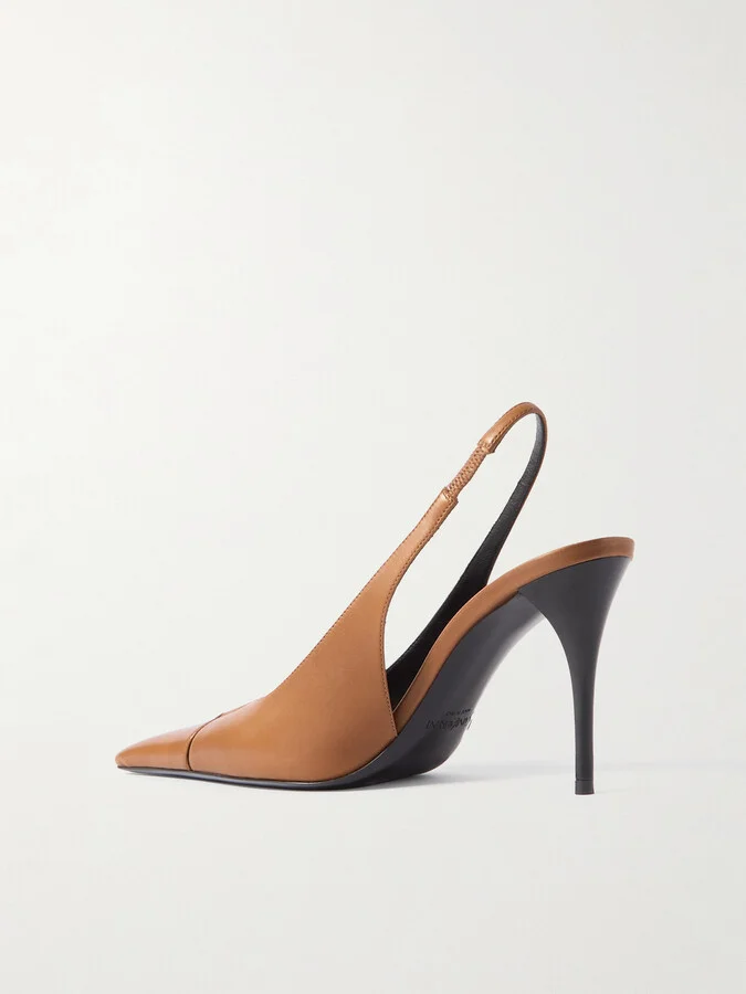 SAINT LAURENT - Babylone Cutout Patent-leather Slingback Pumps - Brown - Image 3
