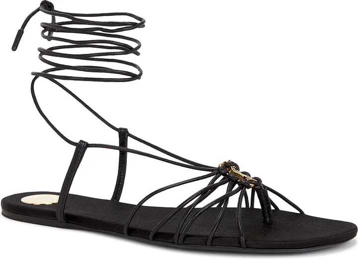 Saint Laurent Babylone Flat Sandal in Black - Image 2