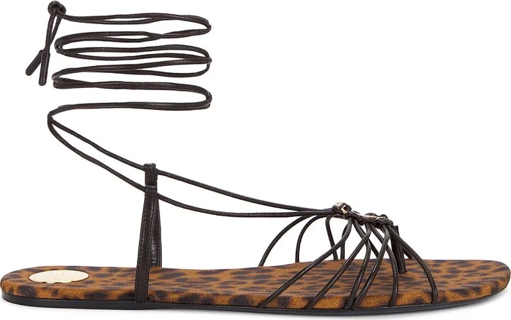 Saint Laurent Babylone Flat Sandal in Brown
