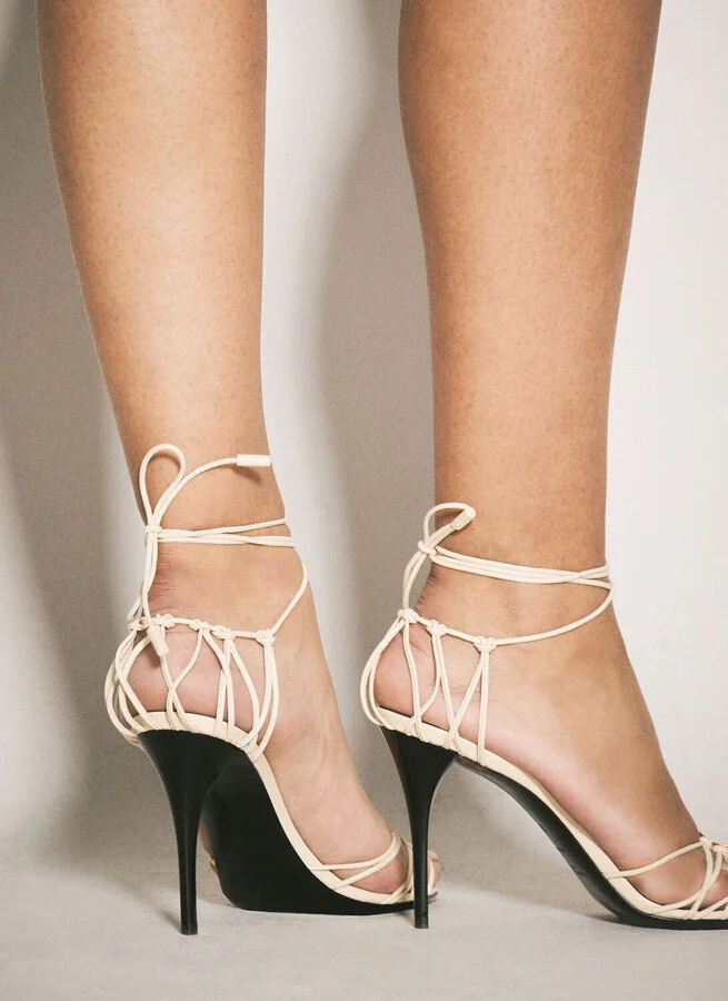Saint Laurent Babylone Heeled Sandals - Woman Sandals Beige Eu - 36 - Image 3