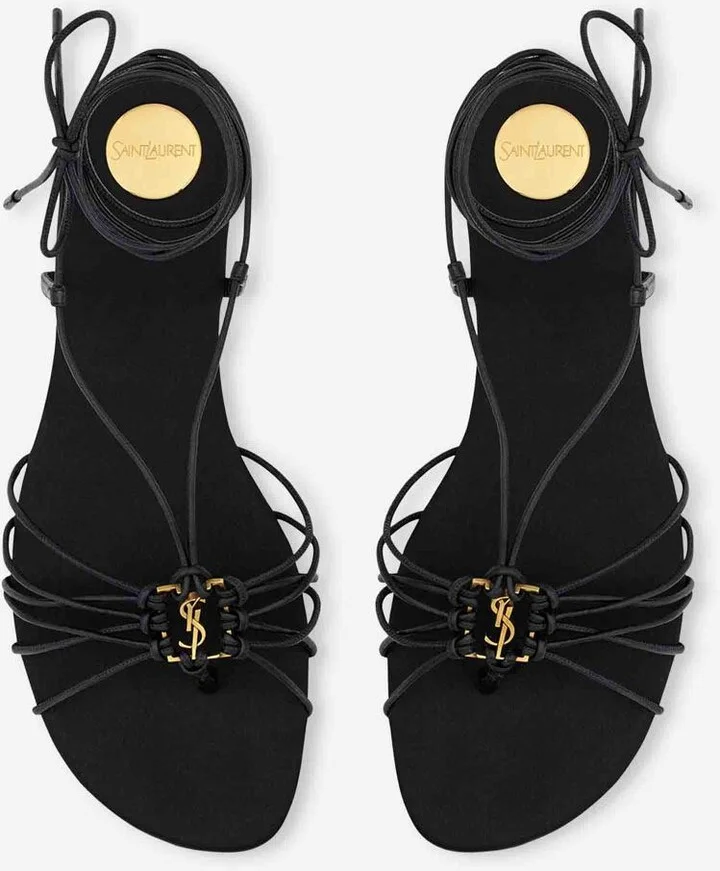 Saint Laurent Babylone Leather Sandals - Image 2