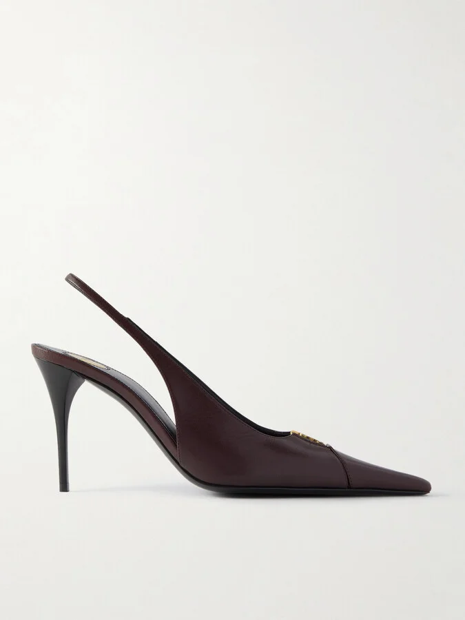 SAINT LAURENT - Babylone Leather Slingback Pumps - Burgundy