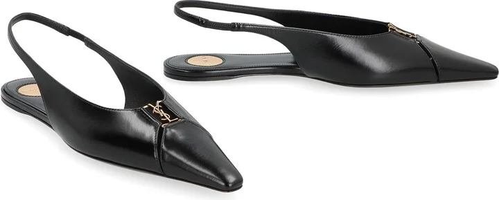 Saint Laurent Babylone Pointy-Toe Slingback Ballet Flats - Image 3