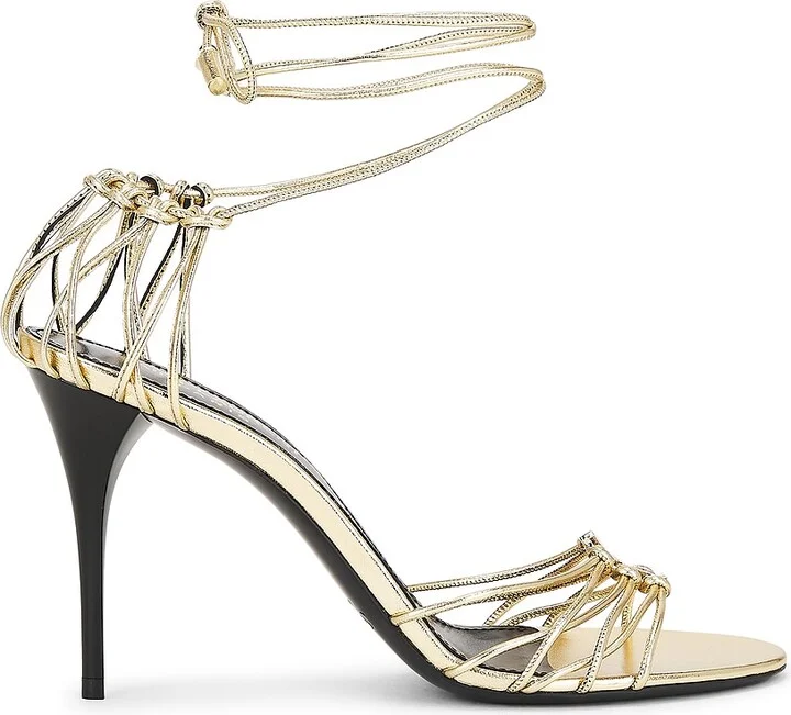 Saint Laurent Babylone Sandal in Metallic Gold