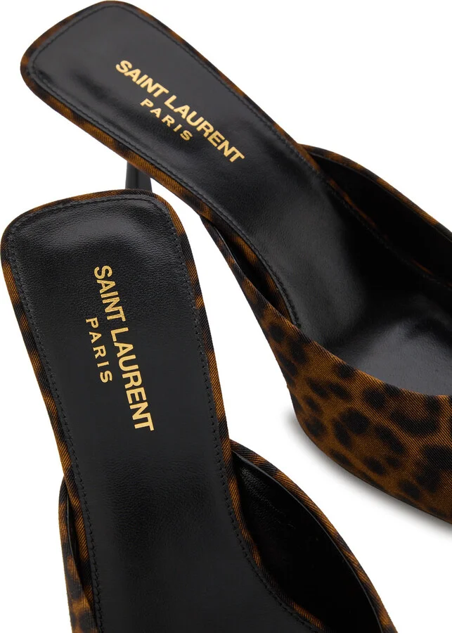 Saint Laurent Barbara 55 Animal-print Grosgrain Mules - Image 4