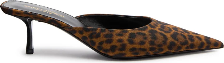 Saint Laurent Barbara 55 Animal-print Grosgrain Mules