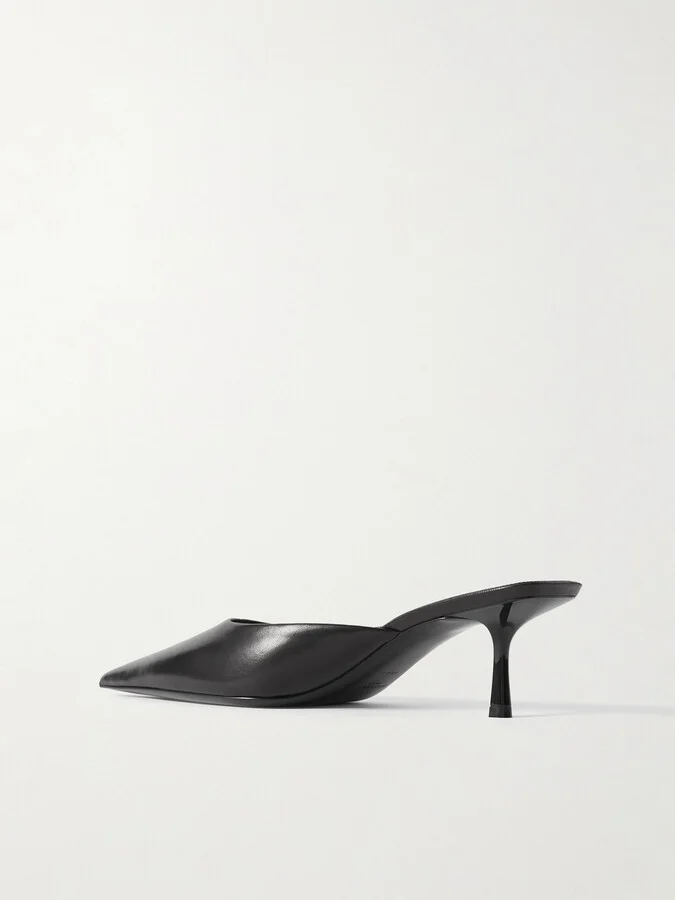 SAINT LAURENT - Barbara Glossed-leather Mules - Black - Image 3