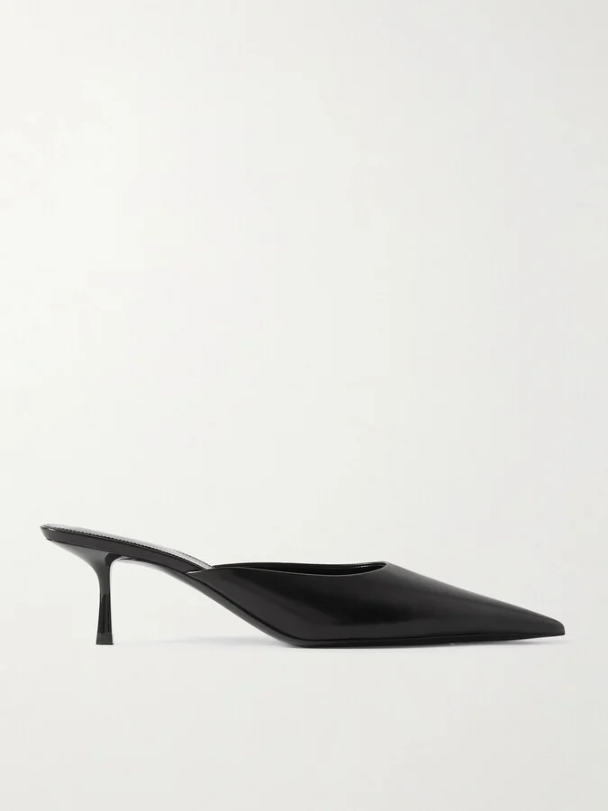 SAINT LAURENT - Barbara Glossed-leather Mules - Black