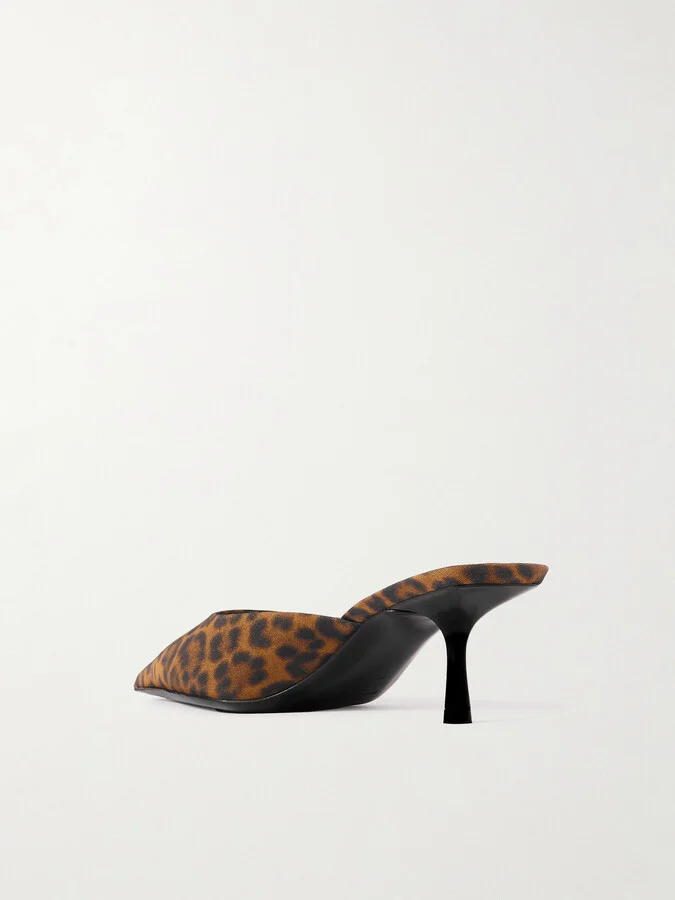 SAINT LAURENT - Barbara Leopard-print Twill Point-toe Pumps - Black - Image 3