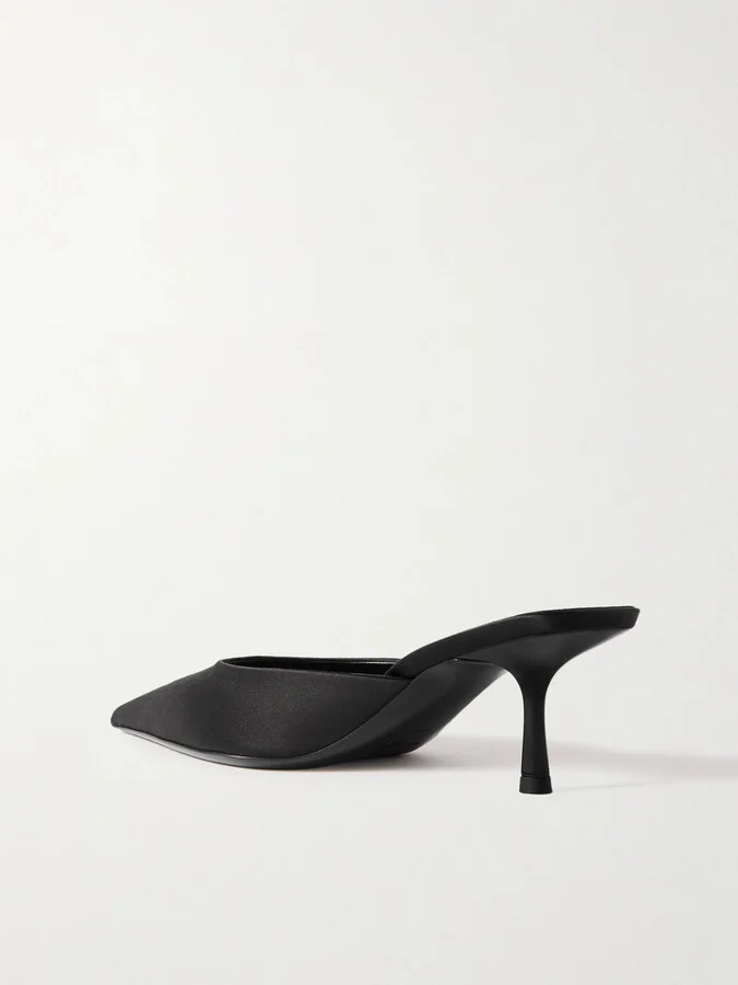 SAINT LAURENT - Barbara Satin Mules - Black - Image 3