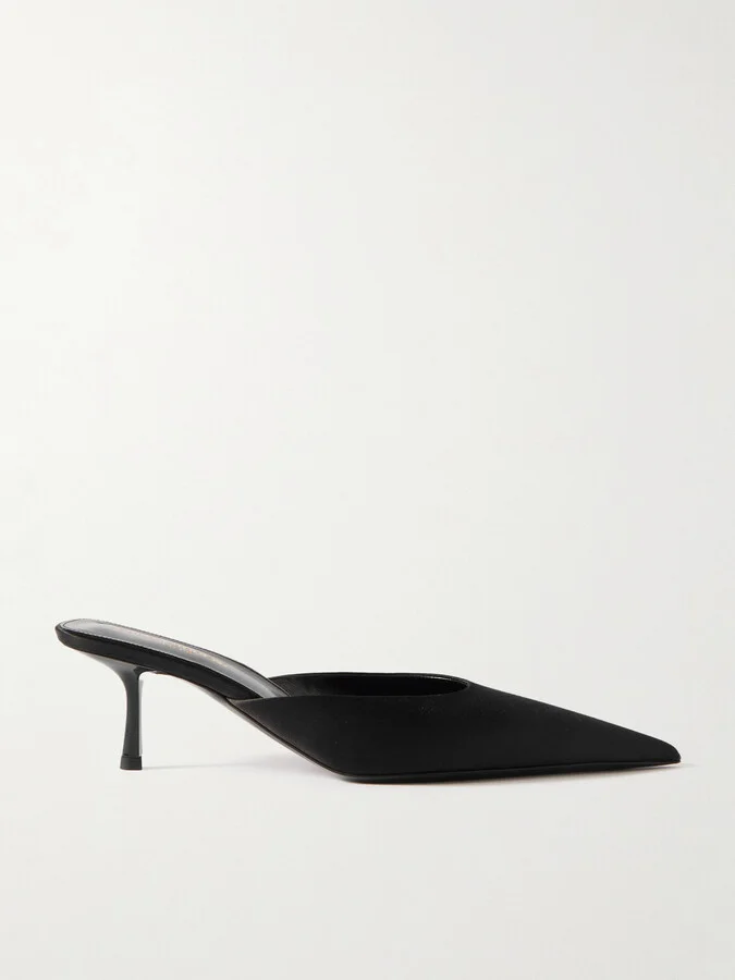 SAINT LAURENT - Barbara Satin Mules - Black