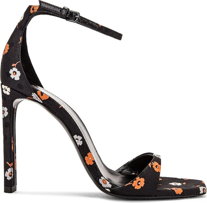 Saint Laurent Bea Ankle Strap Sandals in Black