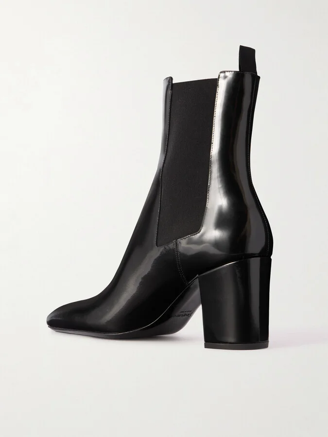 SAINT LAURENT - Betty Glossed-leather Chelsea Boots - Black - Image 3