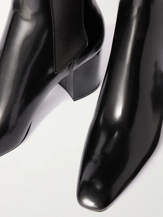 SAINT LAURENT - Betty Glossed-leather Chelsea Boots - Black - Image 4