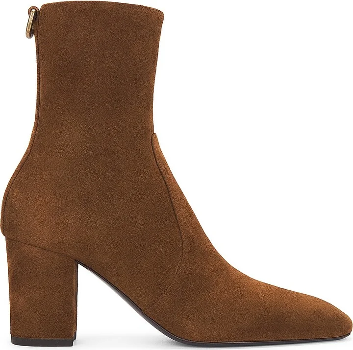Saint Laurent Betty Zipped Bootie in Brown