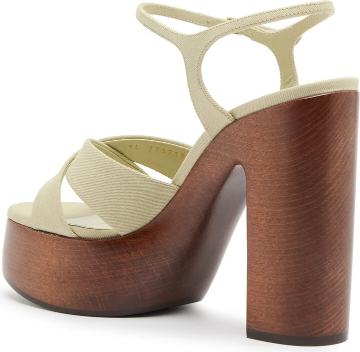Saint Laurent Bianca 125 Canvas Platform Sandals - Image 2