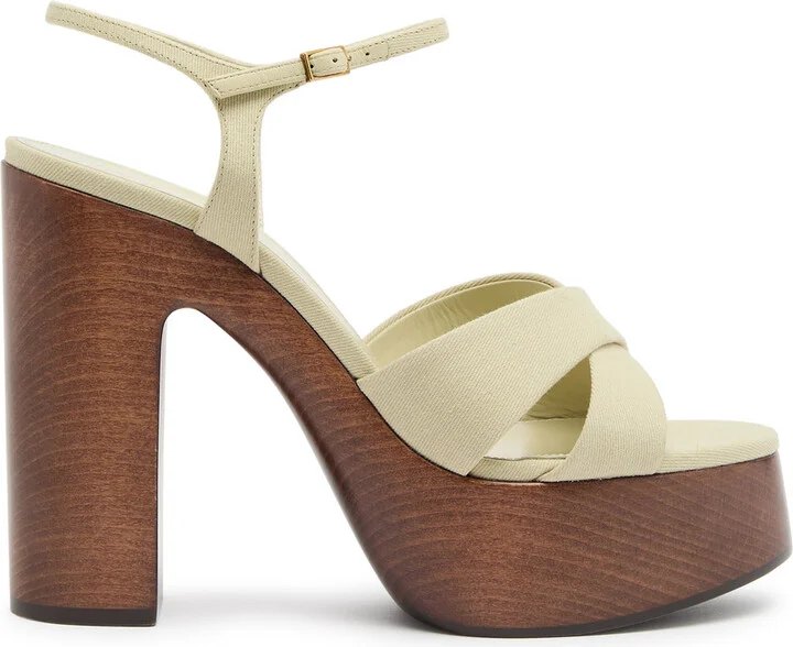 Saint Laurent Bianca 125 Canvas Platform Sandals