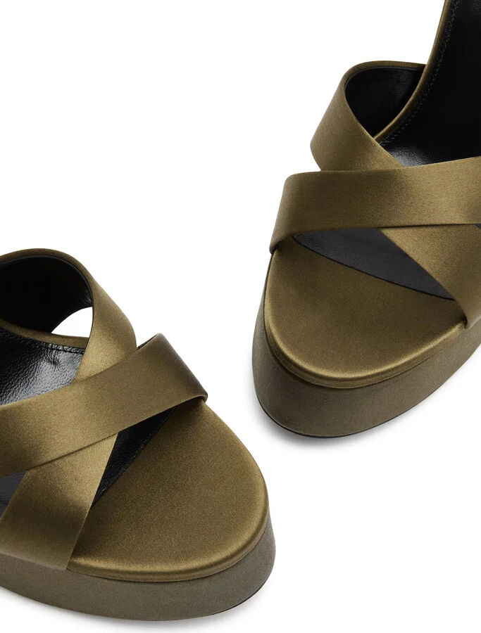 Saint Laurent Bianca 125 Satin Platform Sandals - Image 3