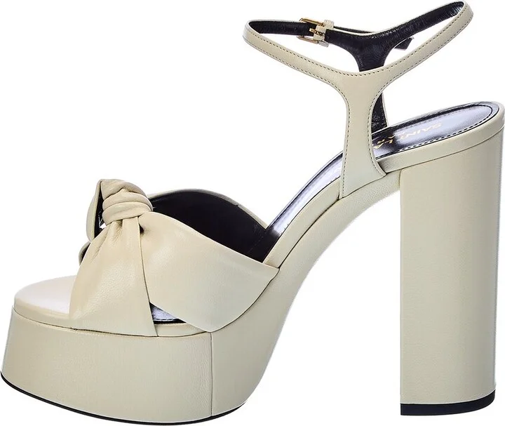 Saint Laurent Bianca 85 Leather Platform Sandal - Image 2