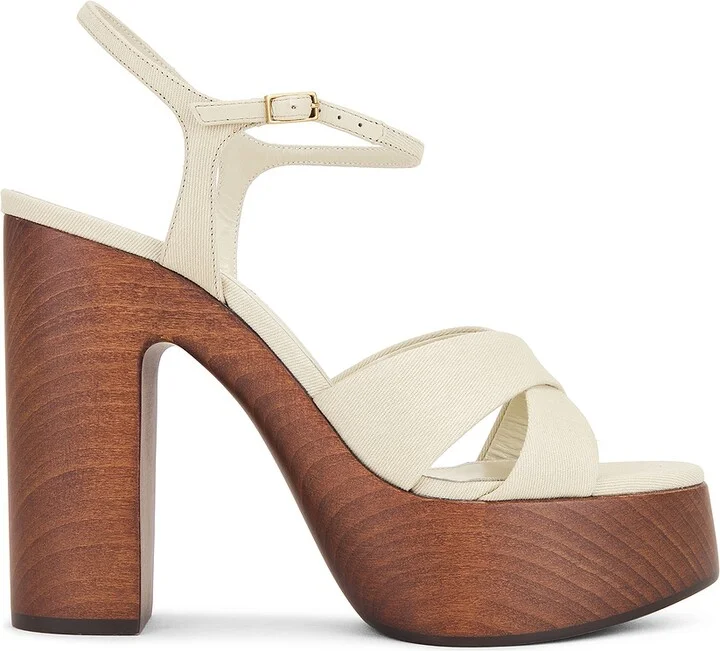 Saint Laurent Bianca Platform Sandal in Beige
