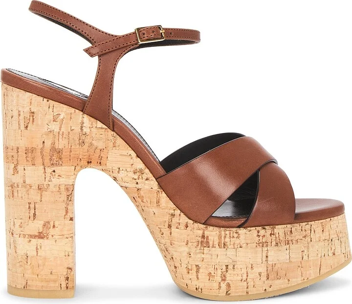 Saint Laurent Bianca Platform Sandal in Brown