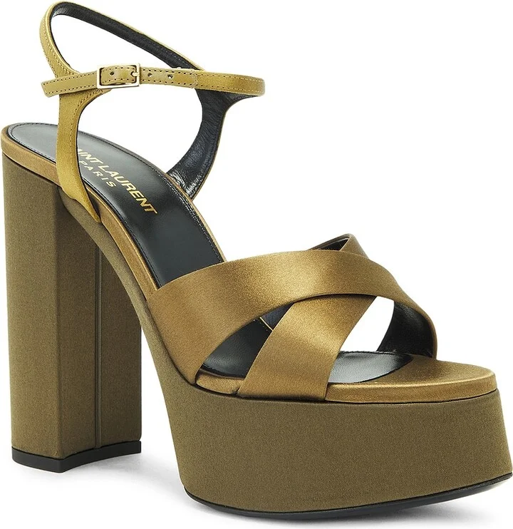Saint Laurent Bianca Platform Sandal in Olive - Image 2