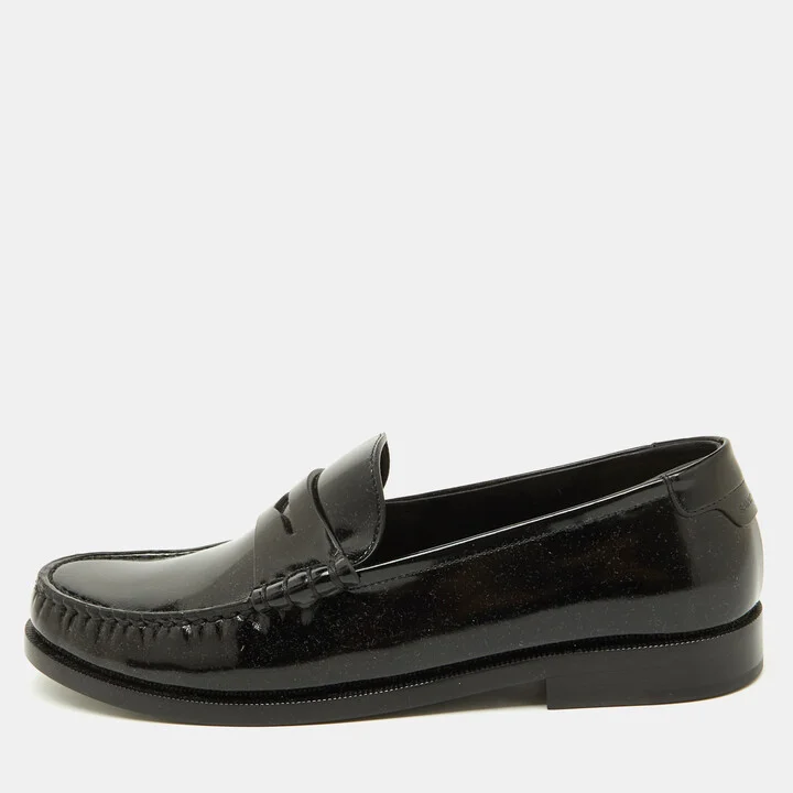 Saint Laurent Black Brushed Leather Le Penny Loafers Size 40