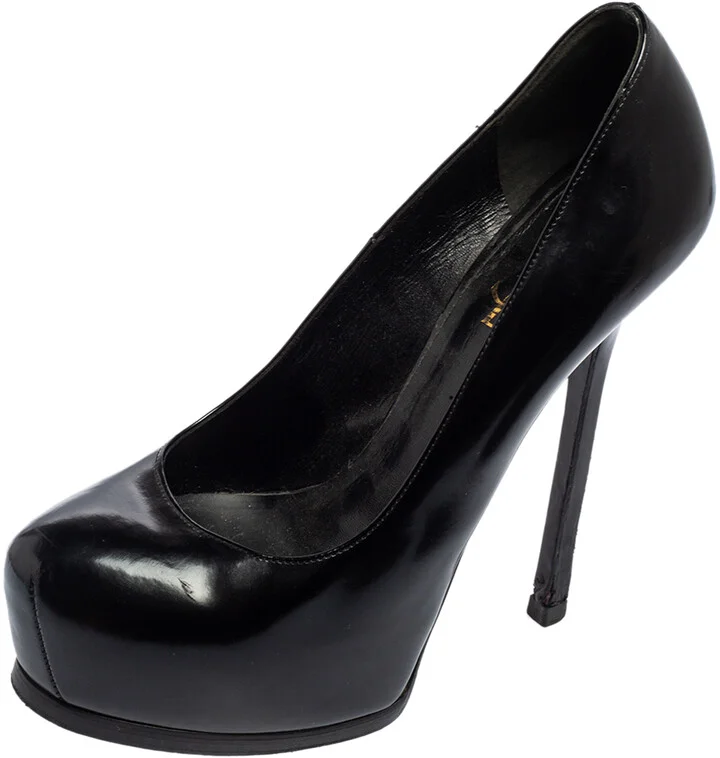 Saint Laurent Black Leather Tribtoo Platform Pumps Size 38