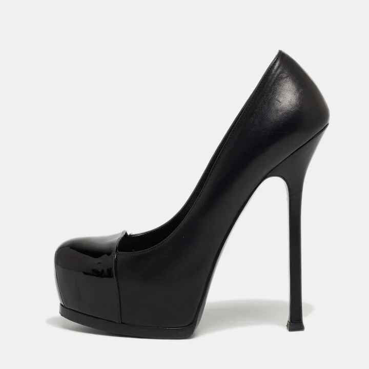 Saint Laurent Black Patent and Leather Tribtoo Platform Pumps Size 38.5