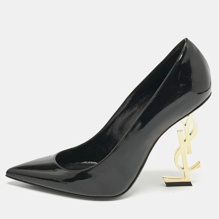Saint Laurent Black Patent Leather Opyum Pumps Size 38