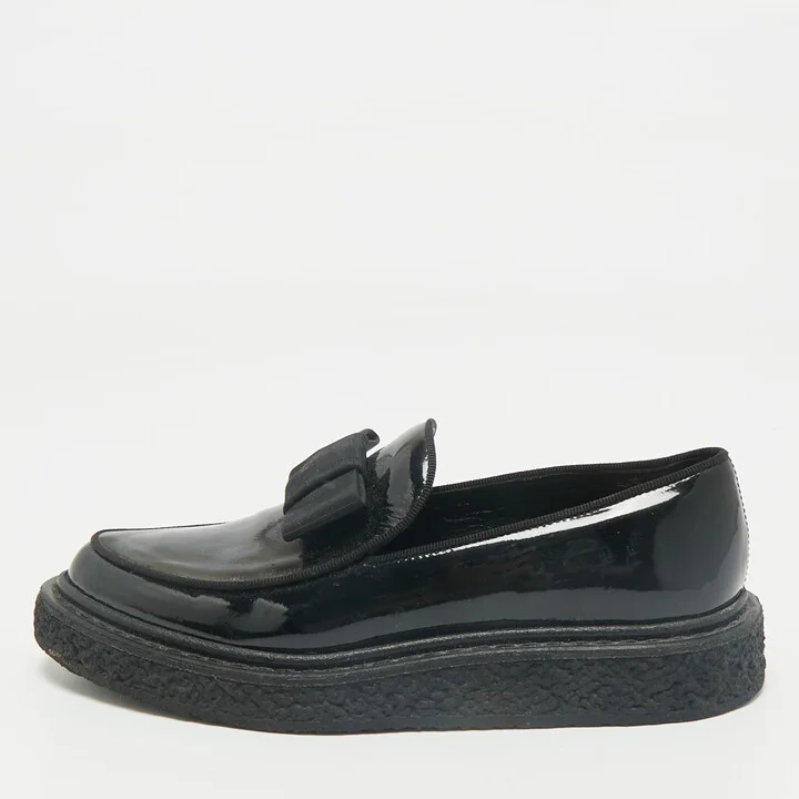 Saint Laurent Black Patent Leather Penny Loafers Size 35.5