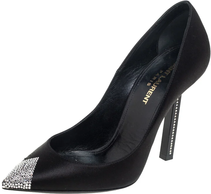 Saint Laurent Black Satin Tower Pumps Size 36.5
