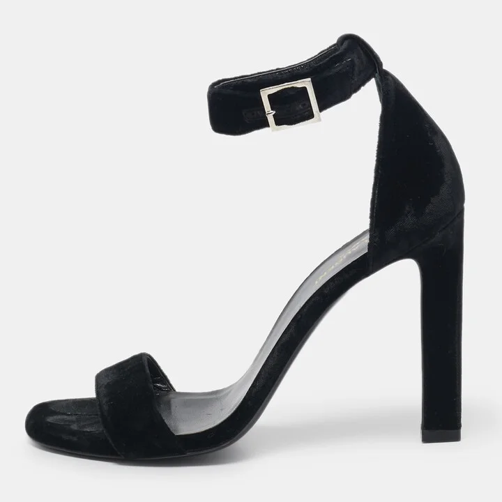 Saint Laurent Black Velvet Grace Sandals Size 38